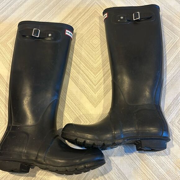 Hunter Women's Original Tall Rain Black Boots - Size 8 - Picture 1 of 7